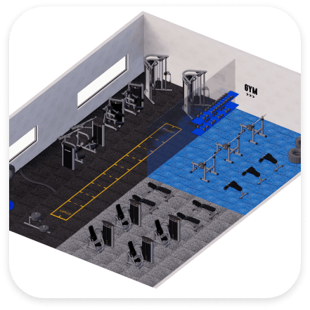 Academia com piso emborrachado